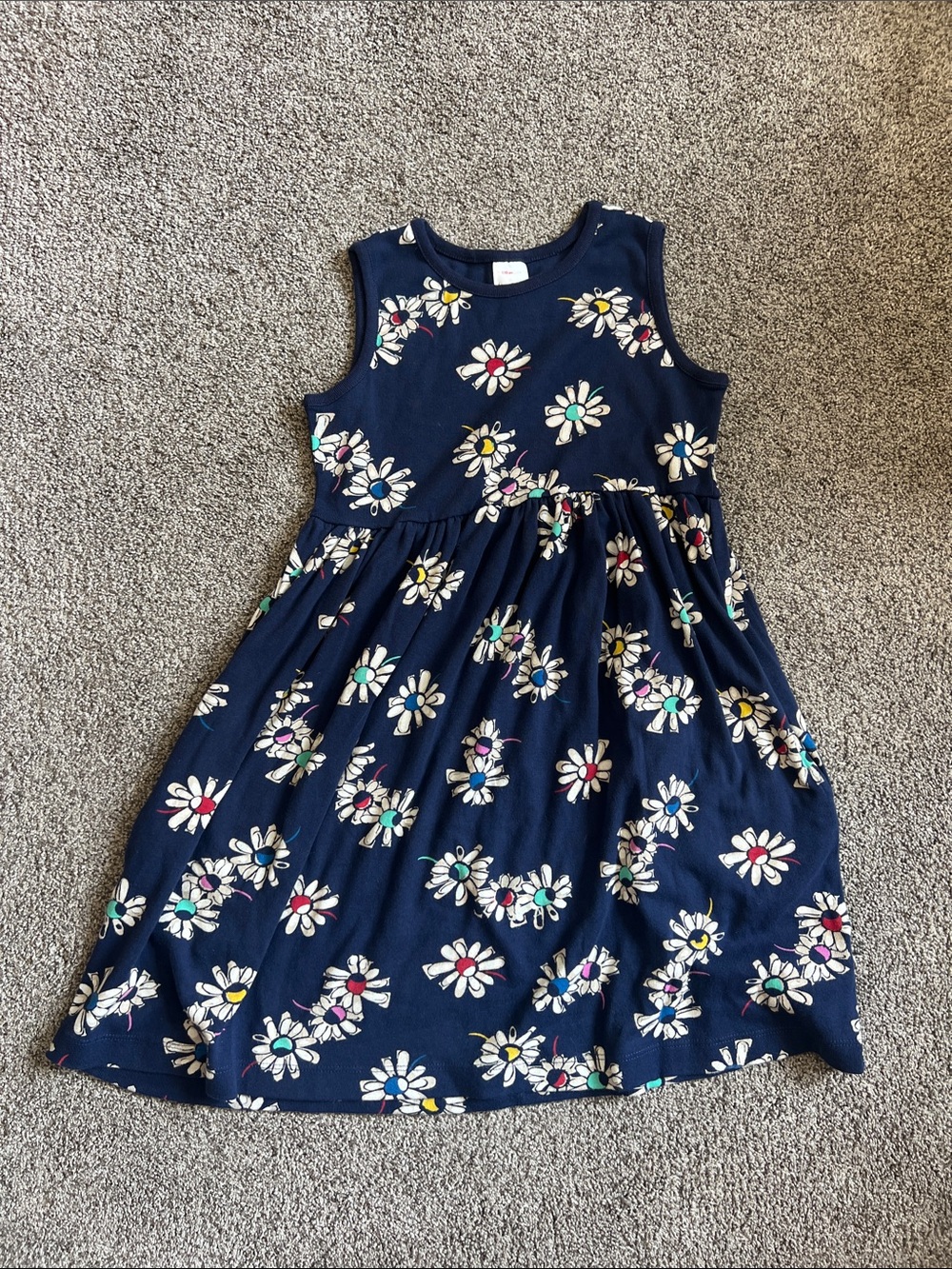 Hanna Andersson Navy Floral Sleeveless Knit Dress